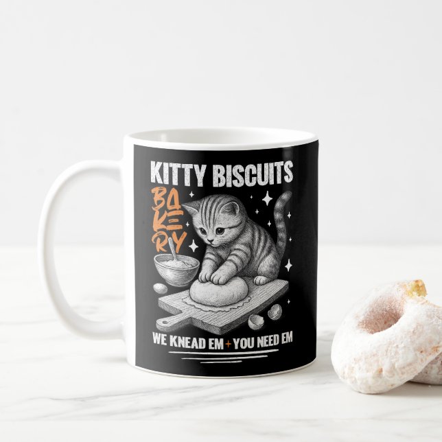 Cat Kneading Baker Kitty Biscuits We Knead Em You Coffee Mug (With Donut)