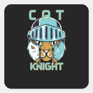 Cat Knight Square Sticker