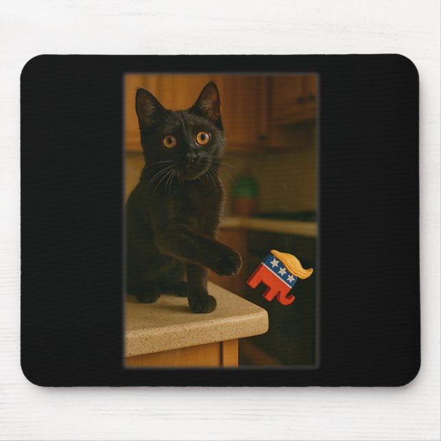 Cat Knocking Trump Off Counter Table Ledge Funny  Mouse Pad (Front)
