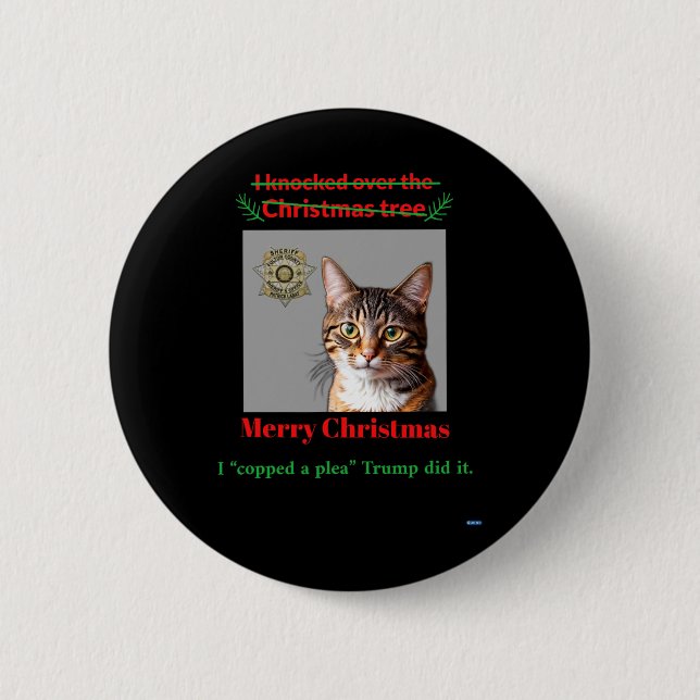 Cat Knocks Over The Christmas Tree  6 Cm Round Badge (Front)