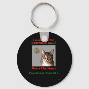 Cat Knocks Over The Christmas Tree Key Ring