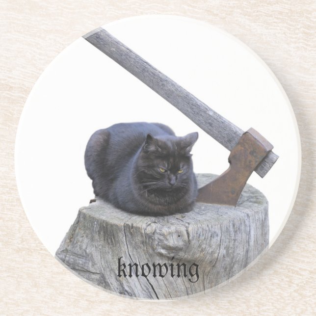 cat, knowing coaster (Front)