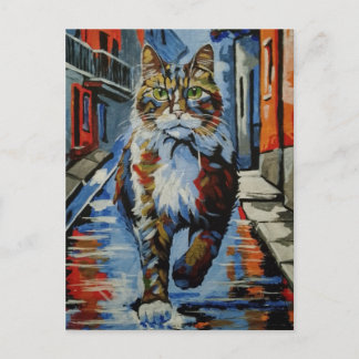 cat, kotofey, street, city, animal holiday postcard