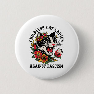Cat Ladies Against Fascism Feminist  6 Cm Round Badge