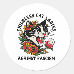 Cat Ladies Against Fascism Feminist Classic Round Sticker