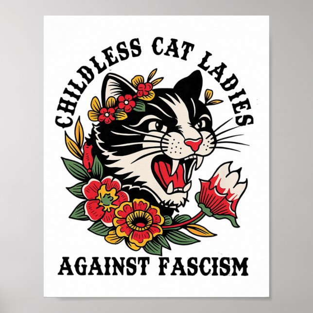 Cat Ladies Against Fascism Feminist  Poster (Front)