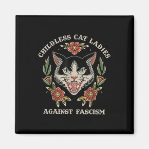 Cat Ladies Against Fascism Flowers Magnet