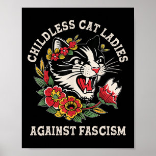 Cat Ladies Against Fascism Funny Cat Feminist 1  Poster