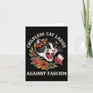 Cat Ladies Against Fascism Funny Cat Feminist 2 Card