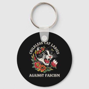 Cat Ladies Against Fascism Funny Cat Feminist 2  Key Ring