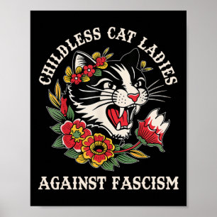 Cat Ladies Against Fascism Funny Cat Feminist 2  Poster