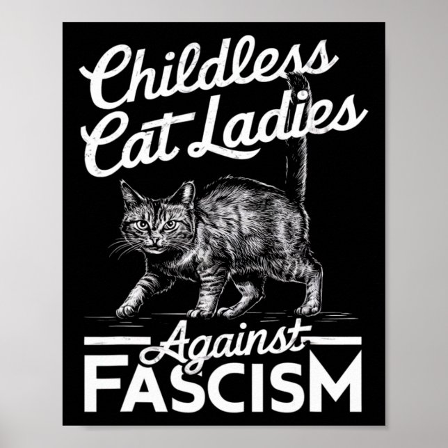 Cat Ladies Against Fascism Proud Feminist  Poster (Front)