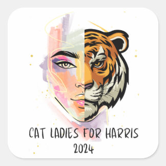 Cat Ladies for Harris 2024 Square Sticker