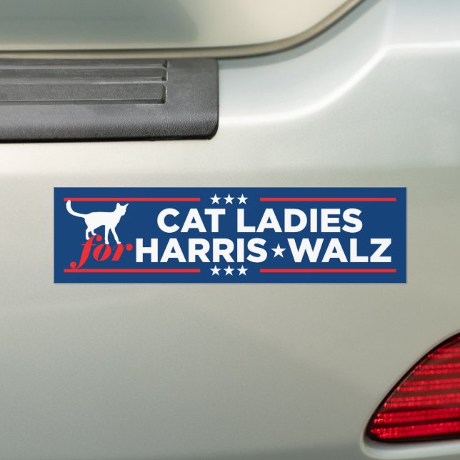 Cat Ladies for Harris Walz 2024 Bumper Sticker (On Car)