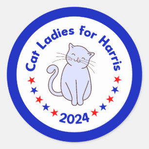 Cat Ladies for Harris Walz 2024 Election Classic Round Sticker