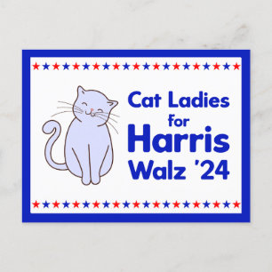 Cat Ladies for Harris Walz 2024 Election Postcard