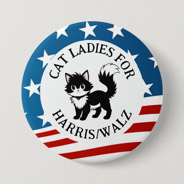 Cat Ladies for Harris/Walz Design 7.5 Cm Round Badge (Front)