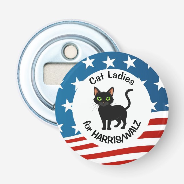 Cat Ladies for Harris/Walz Design  Bottle Opener (Front)