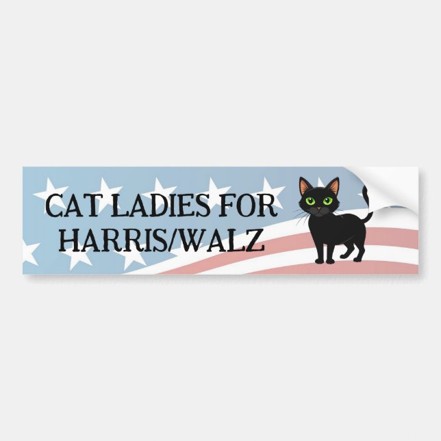 Cat Ladies for Harris/Walz Design Bumper Sticker (Front)