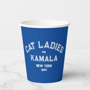Cat Ladies For Kamala 2024 Custom State Blue Paper Cups