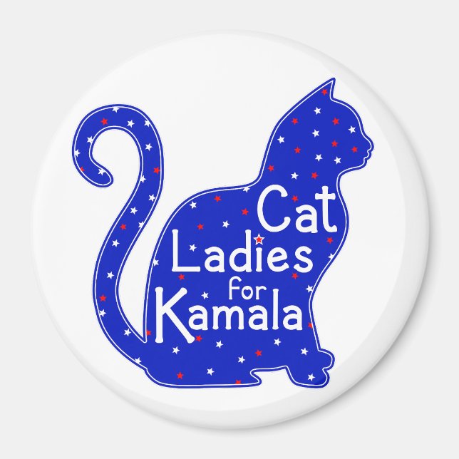 Cat Ladies for Kamala 2024 Presidential Election Magnet (Front)