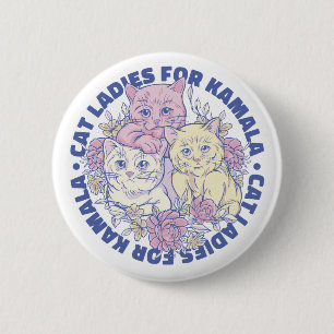 Cat Ladies For Kamala 6 Cm Round Badge