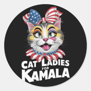 Cat Ladies For Kamala (8) Classic Round Sticker