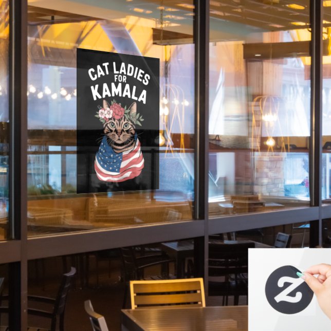 Cat Ladies For Kamala Cat Lady Harris Election (Restaurant Window)