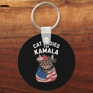 Cat Ladies For Kamala Cat Lady Harris Election Key Ring