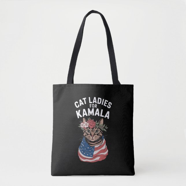 Cat Ladies For Kamala Cat Lady Harris Election Tote Bag (Front)