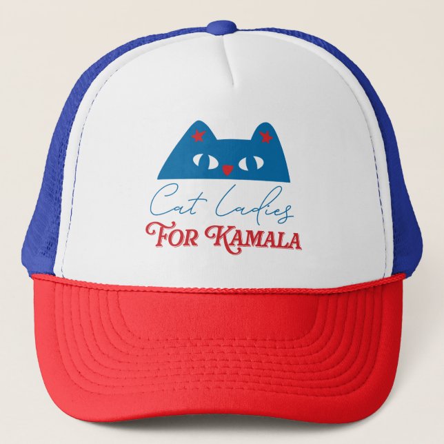 Cat Ladies for Kamala funny 2024 Trucker Hat (Front)