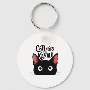 Cat Ladies For Kamala Funny Cat 2024 President Kam Key Ring