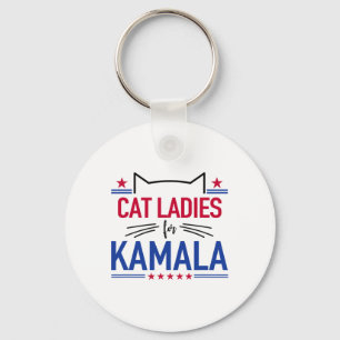 Cat Ladies For Kamala Funny Cat 2024 President Kam Key Ring
