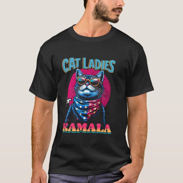 Cat ladies for Kamala Harris 2024 Cute Patriotic D T-Shirt (Front)
