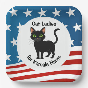 Cat Ladies for Kamala Harris Design Paper Plate