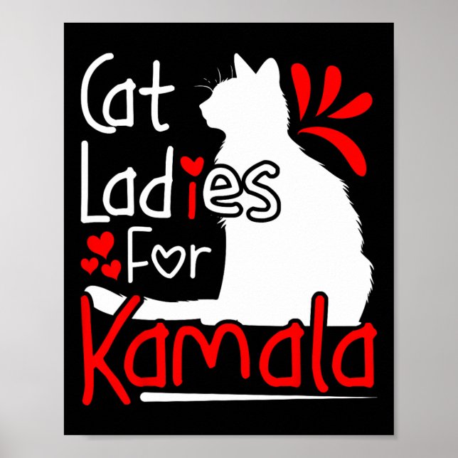 Cat Ladies For Kamala Silhouette Graphic  Poster (Front)