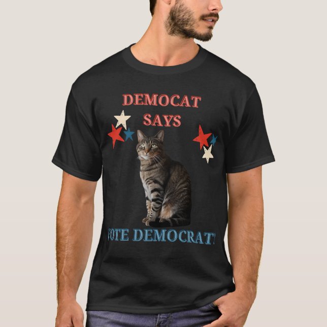 Cat Ladies Pro Democracy Funny T-Shirt (Front)