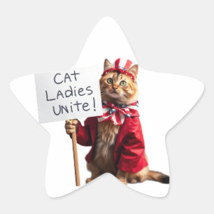Cat Ladies Unite Kamala Harris for President Funny Star Sticker