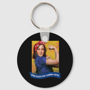 Cat Ladies Vote Kamala 2024 Rosie The Riveter  Key Ring