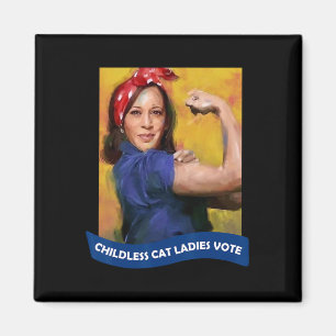 Cat Ladies Vote Kamala 2024 Rosie The Riveter Magnet