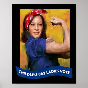 Cat Ladies Vote Kamala 2024 Rosie The Riveter Poster
