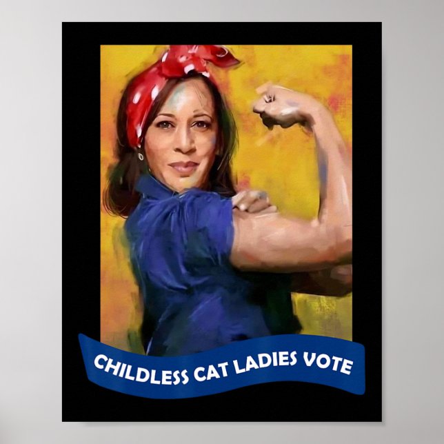Cat Ladies Vote Kamala 2024 Rosie The Riveter  Poster (Front)