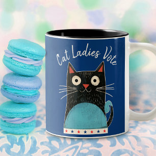 Cat Ladies Vote Script Feminist Rustic Cute Bold Two-Tone Coffee Mug