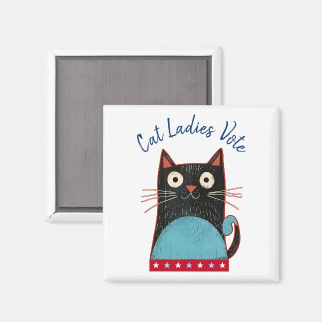 Cat Ladies Vote Script Feminist Rustic Funny Cute Magnet (Front/Back)