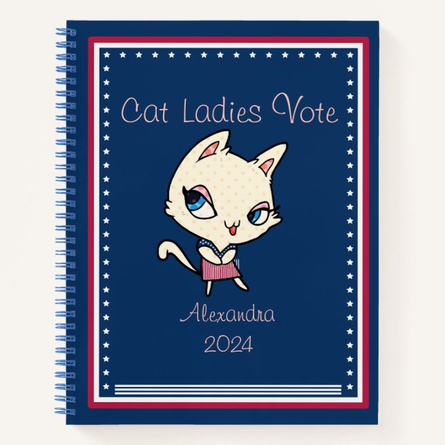 Cat Ladies Vote Script Funny Bold Cute Feminist Notebook (Front)