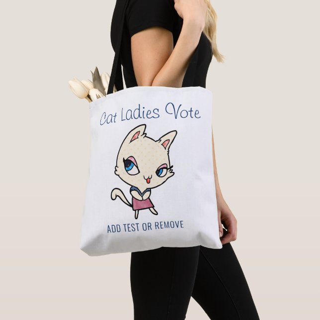 Cat Ladies Vote Script Funny Bold Cute Feminist Tote Bag (Close Up)