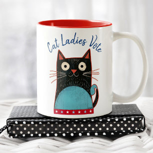 Cat Ladies Vote Script Rustic Bold Cute Feminist Two-Tone Coffee Mug