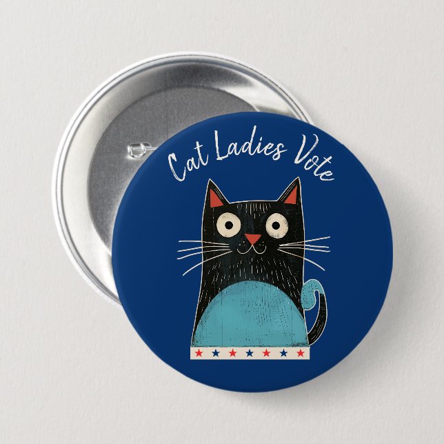 Cat Ladies Vote Script Rustic Cute Bold Election 7.5 Cm Round Badge (Front & Back)