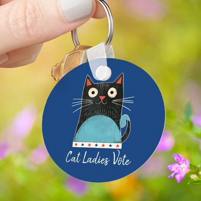Cat Ladies Vote Script Rustic Cute Bold Election Key Ring (Creator Uploaded)