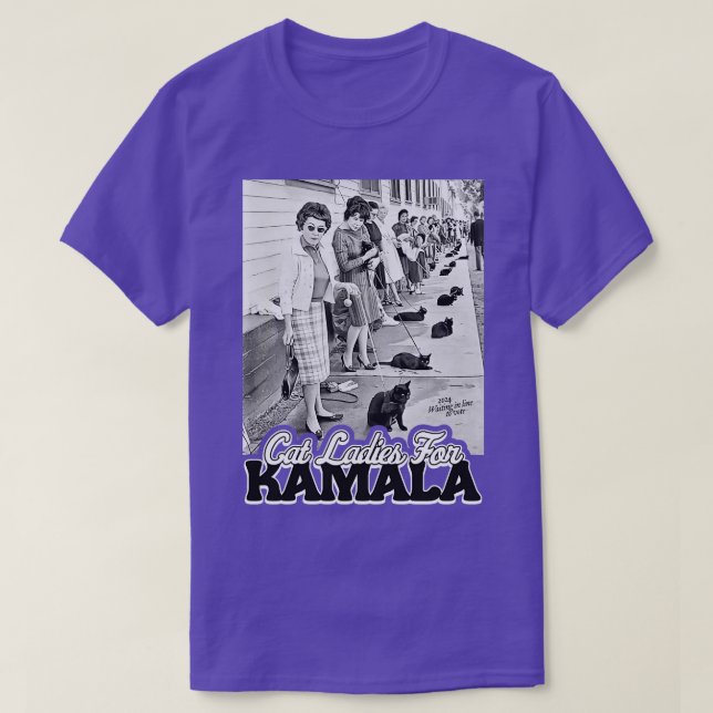 Cat Ladies Voting For Kamala T-Shirt (Design Front)